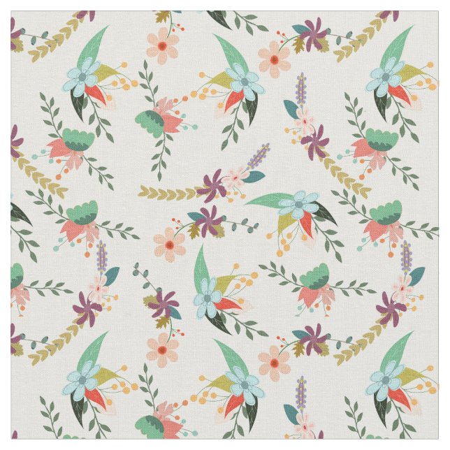 Pastel Tones Flowers Tyg (Närbild)