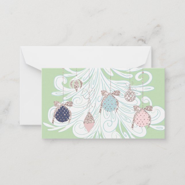 Pastel Träd & Ornament Note Card Anteckningskort (Framsida)