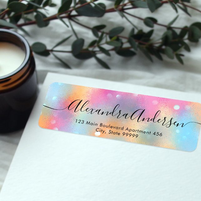 Pastel Trendig Modern Chic Calligraphy-etikett för Returadress Etikett (Skapare uppladdad)