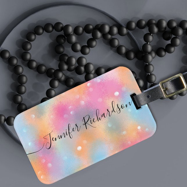Pastel Trendig Modern Chic Finare Calligraphy Bagagebricka (Skapare uppladdad)