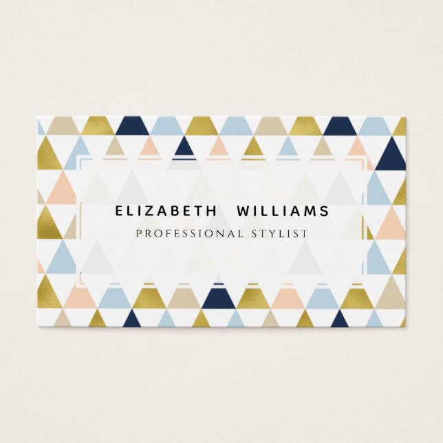 Pastel Triangles Geometric Stylist-Affärskort Visitkort (Framsidan)