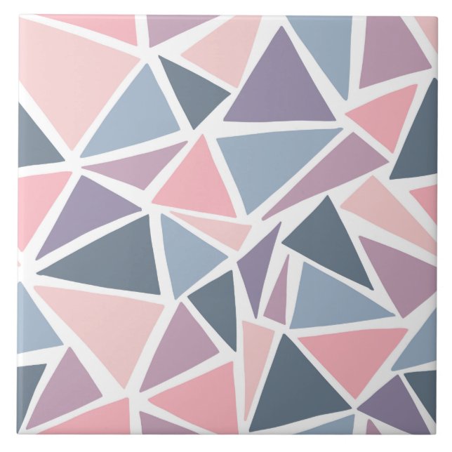 Pastel Triangles Mosaic Mönster Kakelplatta (Framsidan)