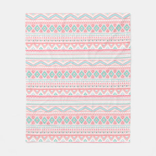 Pastel Tribal Mönster Fleece Blanket, Medium
