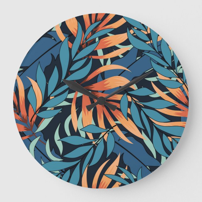 Pastel Tropical Abstrakt Botanicals Stor Klocka (Framsida)