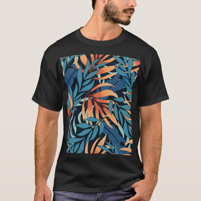 Pastel Tropical Abstrakt Botanicals T Shirt (Framsida)