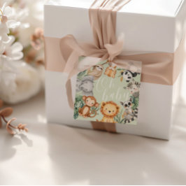 Pastel Tropical Baby dusch Jungle Safari Animals Gåvor Etiketter