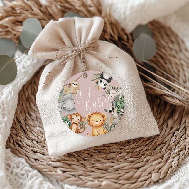 Pastel Tropical Baby dusch Jungle Safari Animals Gåvor Etiketter (Skapare uppladdad)