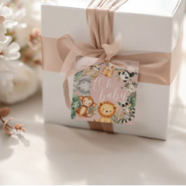 Pastel Tropical Baby dusch Jungle Safari Animals Gåvor Etiketter