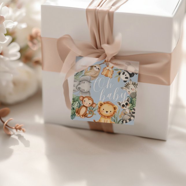 Pastel Tropical Baby dusch Jungle Safari Animals Gåvor Etiketter (Skapare uppladdad)