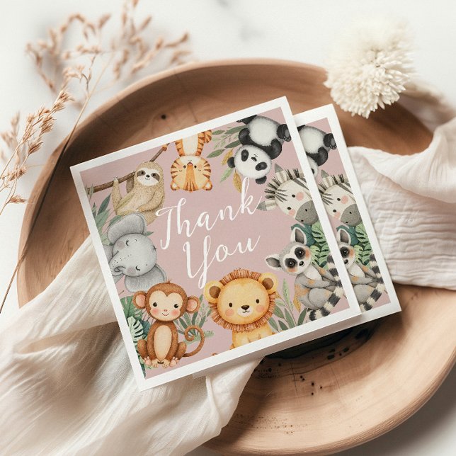 Pastel Tropical Baby dusch Jungle Safari Animals Pappersservett (Skapare uppladdad)