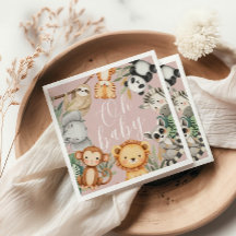 Pastel Tropical Baby dusch Jungle Safari Animals