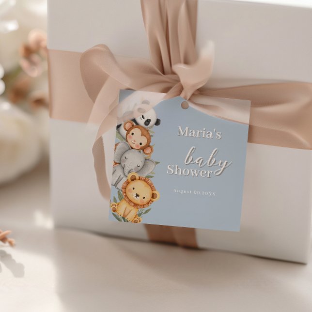 Pastel Tropical Baby Shower Jungle Safari Animals Gåvor Etiketter (Skapare uppladdad)
