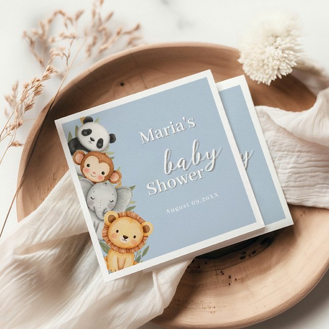 Pastel Tropical Baby Shower Jungle Safari Animals Pappersservett (Skapare uppladdad)