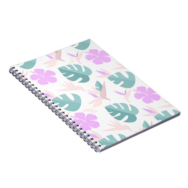 Pastel Tropical Floral Pattern Anteckningsbok (Högra Sidan)