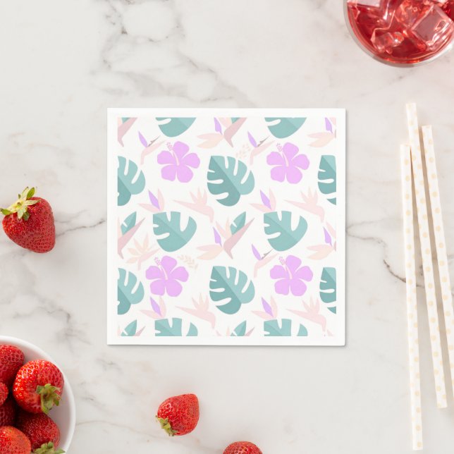 Pastel Tropical Floral Pattern Pappersservett (Insitu)