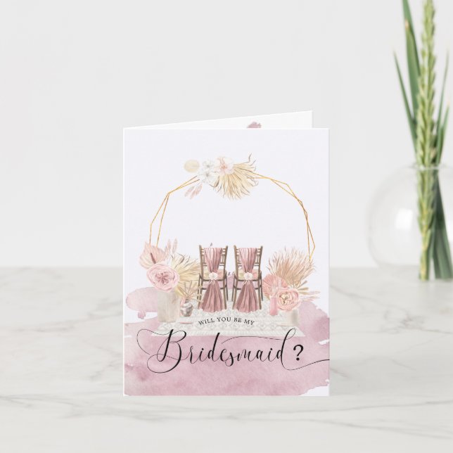 Pastel Tropical Foliage Bridesmaid FolCard Helgkort (Framsida)