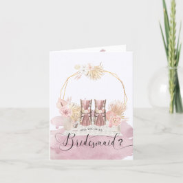 Pastel Tropical Foliage Bridesmaid FolCard Helgkort
