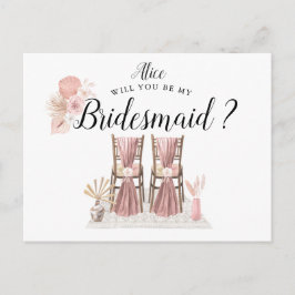 Pastel Tropical Foliage Bridesmaid Vykort