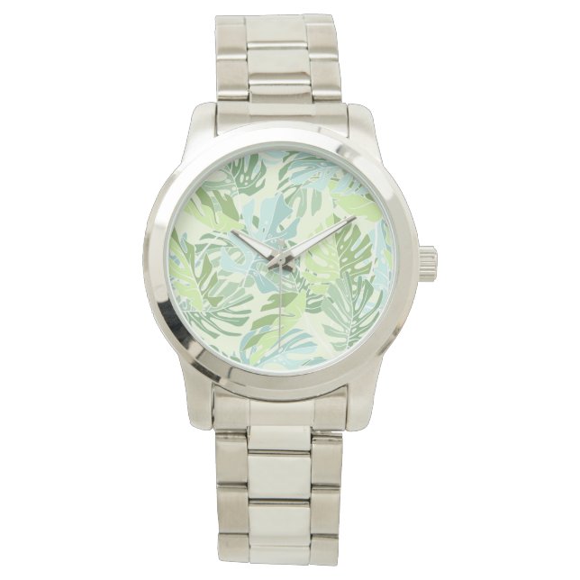 Pastel Tropical Handflatan Löv Armbandsur (Framsida)
