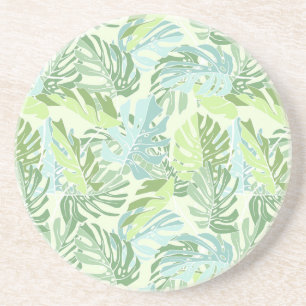 Pastel Tropical Handflatan Löv Underlägg Sandsten