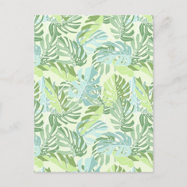 Pastel Tropical Handflatan Löv Vykort (Framsida)