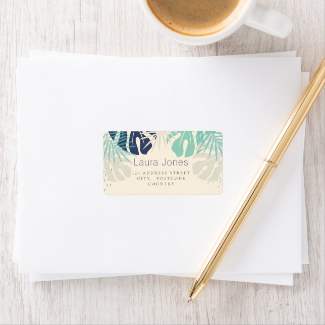 Pastel Tropical Handflatan Visual Design Artist Adressetikett (Insitu)