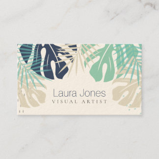 Pastel Tropical Handflatan Visual Design Artist Visitkort