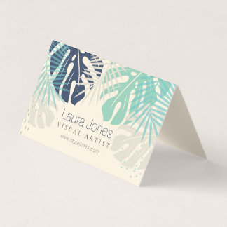 Pastel Tropical Handflatan Visual Design Artist Visitkort