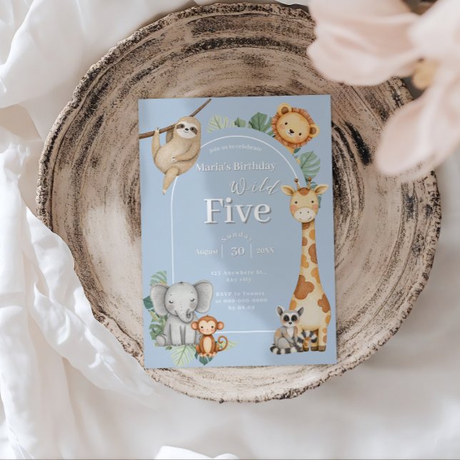 Pastel Tropical Jungle Safari Animals födelsedag Inbjudningar (Skapare uppladdad)