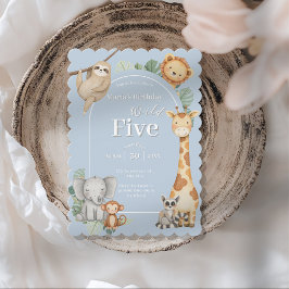 Pastel Tropical Jungle Safari Animals födelsedag Inbjudningar