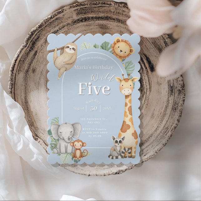 Pastel Tropical Jungle Safari Animals födelsedag Inbjudningar (Skapare uppladdad)