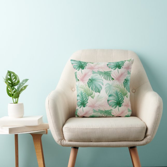 Pastel Tropical Löv Mönster Kudde (Stol)