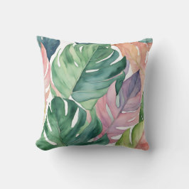 Pastel Tropical Philodendron Monstera Plant Löv Kudde