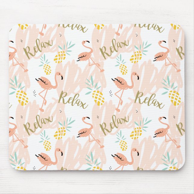 Pastel Tropical Rosa Flamingo Pattern Musmatta (Framsidan)