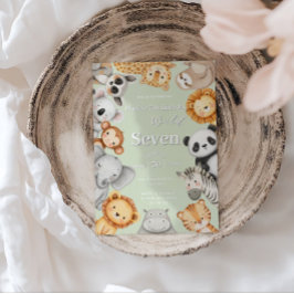 Pastel Tropical Vild Jungle Safari Animals Inbjudningar