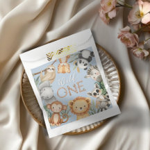 Pastel Tropical Vild One Jungle Safari Animals