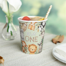 Pastel Tropical Vild One Jungle Safari Animals