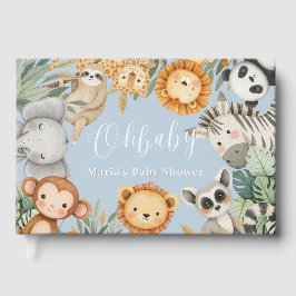 Pastel Tropical Vild One Jungle Safari Animals Gästböcker