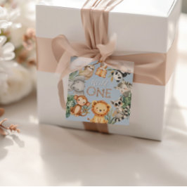 Pastel Tropical Vild One Jungle Safari Animals Gåvor Etiketter