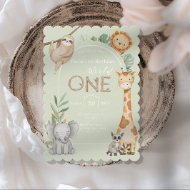 Pastel Tropical Vild One Jungle Safari Animals Inbjudningar