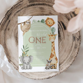 Pastel Tropical Vild One Jungle Safari Animals Inbjudningar