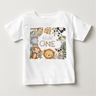 Pastel Tropical Vild One Jungle Safari Animals T Shirt