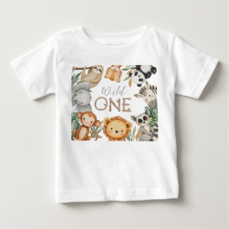 Pastel Tropical Vild One Jungle Safari Animals T Shirt