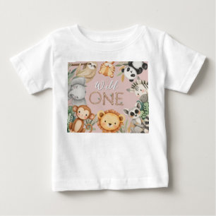 Pastel Tropical Vild One Jungle Safari Animals T Shirt