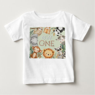 Pastel Tropical Vild One Jungle Safari Animals T Shirt