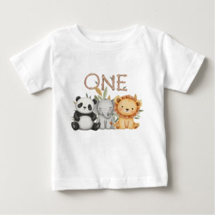 Pastel Tropical Vild One Jungle Safari Animals T Shirt