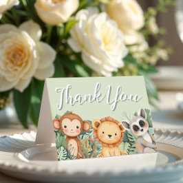 Pastel Tropical Vild One Jungle Safari Animals Tack Kort