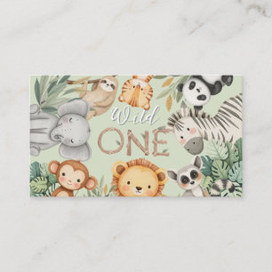 Pastel Tropical Vild One Jungle Safari Animals Visitkort