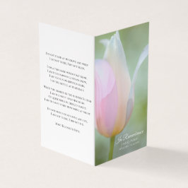 Pastel Tulip Blommigt Vår Funeral Memorial Prayer Visitkort