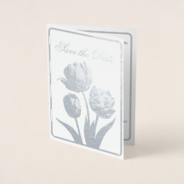 Pastel Tulip Bröllop Suite Elegant Typography Folierat Kort